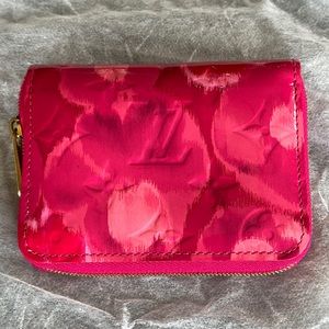 Louis Vuitton Zippy Coin Purse Wallet Ikat Flower Varnished Vernis Leather Pink